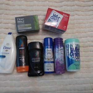 8 Mini Brand (toiletries) Dove, Axe, Suave, Edge, Wet Ones